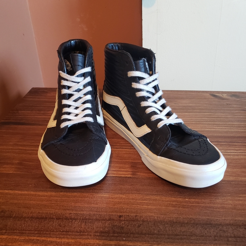 Black Motoleather Hi-Top Vans